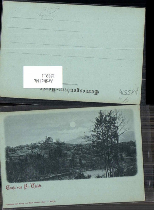 158911,Mond Litho Gruss von St Ulrich bei Steyr 1898 pub Prietzel