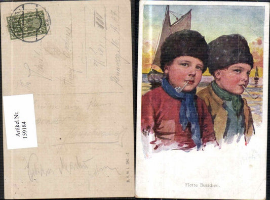 159184,Karl Feiertag Flotte Burschen Pfeife Kinder rauchen B.K.W.I 186-1
