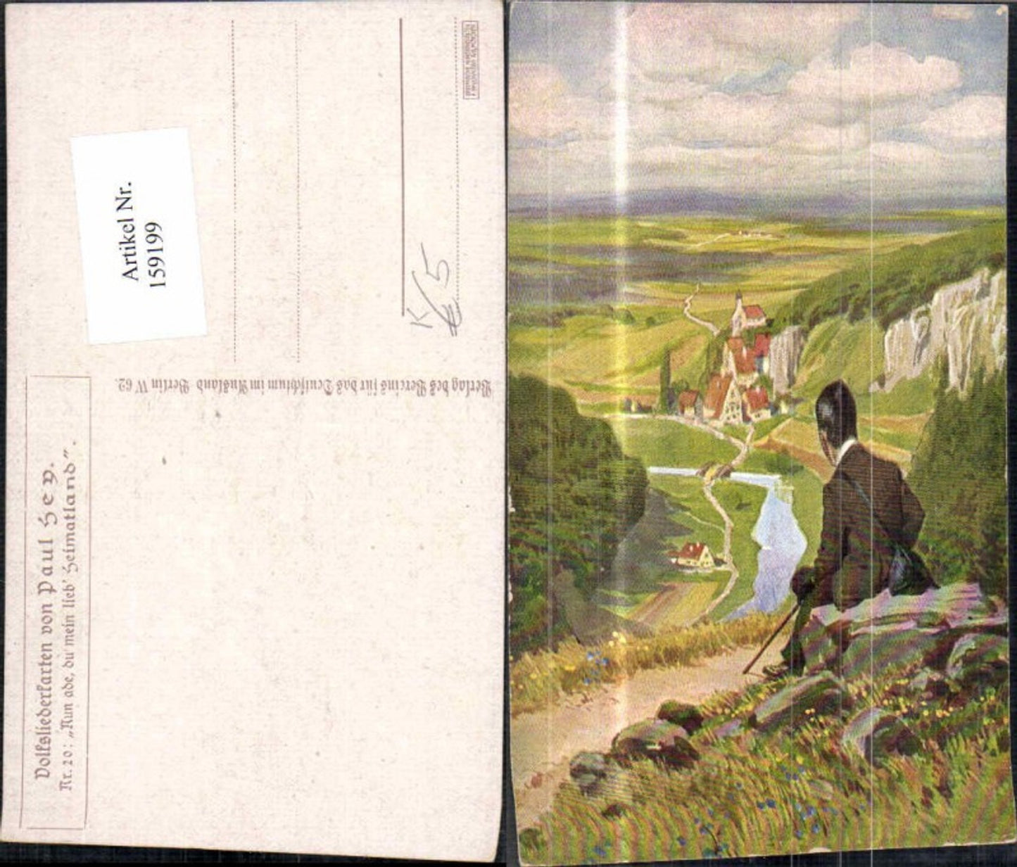 159199,Paul Hey Volksliedkarte 20 Nun ade du heimatland