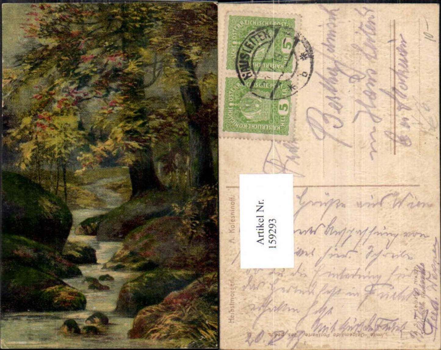 159293,A.S.M. Imita Ölgemälde Imitations Karte A. Kolesninoff Herbstmorgen