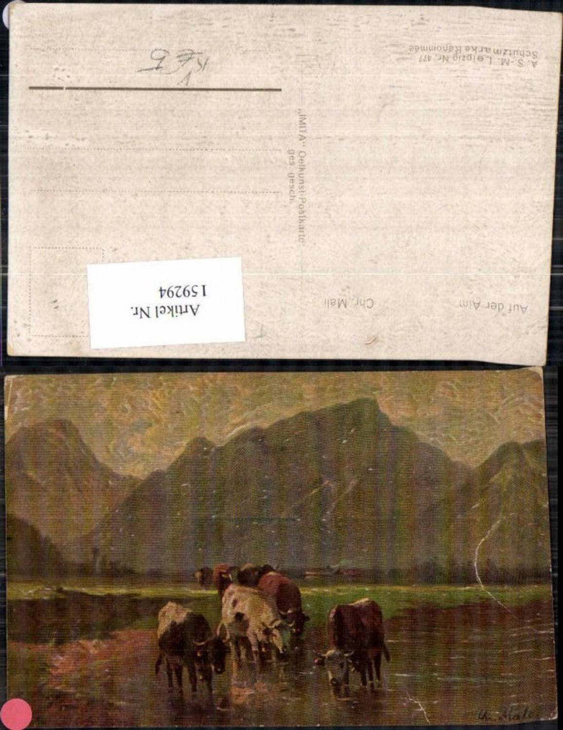 159294,A.S.M. Imita Ölgemälde Imitations Karte 477 Chr. Mali Auf der Alm