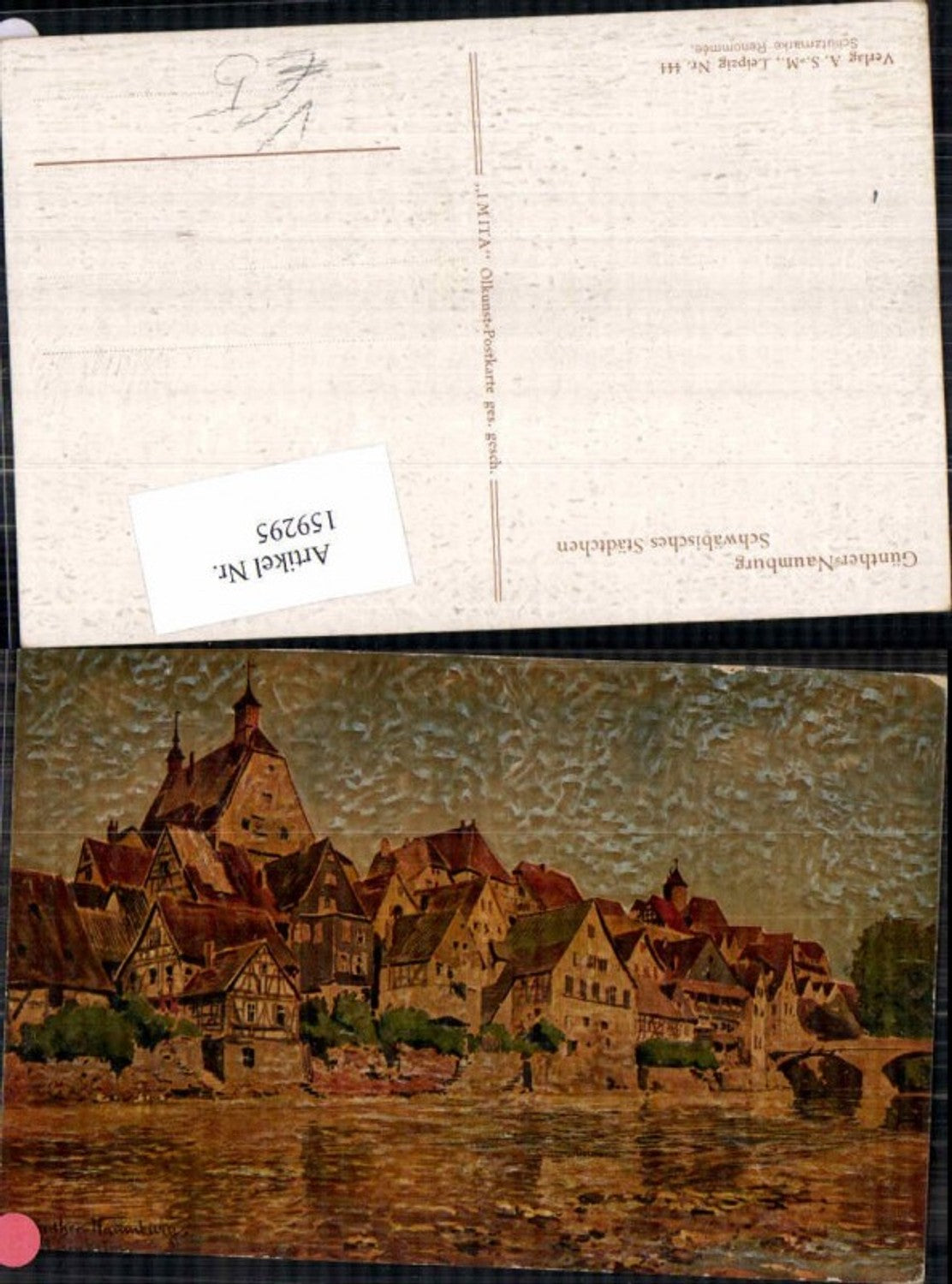 159295,A.S.M. Imita Ölgemälde Imitations Karte 444 Günther Naumburg Schwäbisches Städtchen