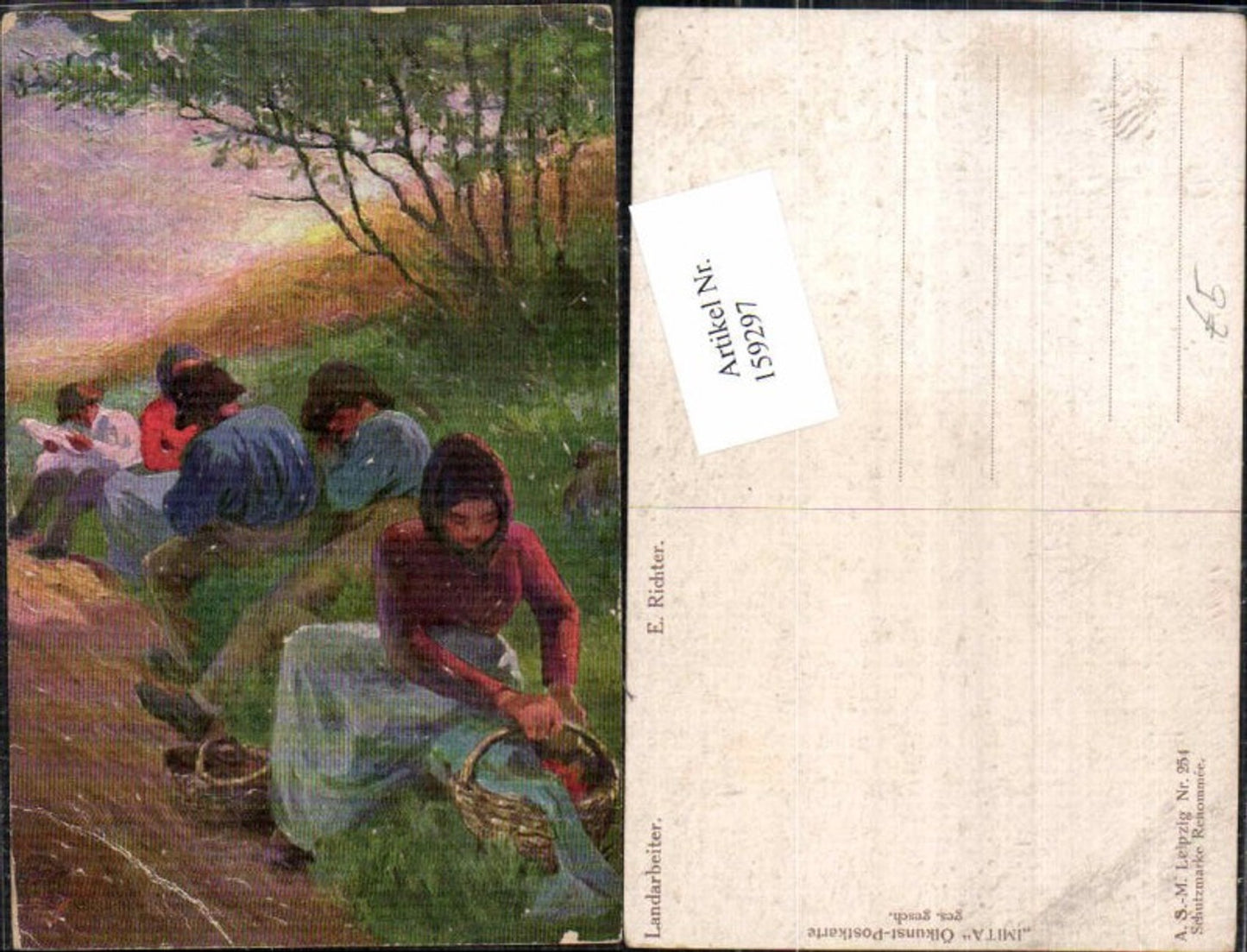 159297,A.S.M. Imita Ölgemälde Imitations Karte 254 E. Richter Landarbeiter