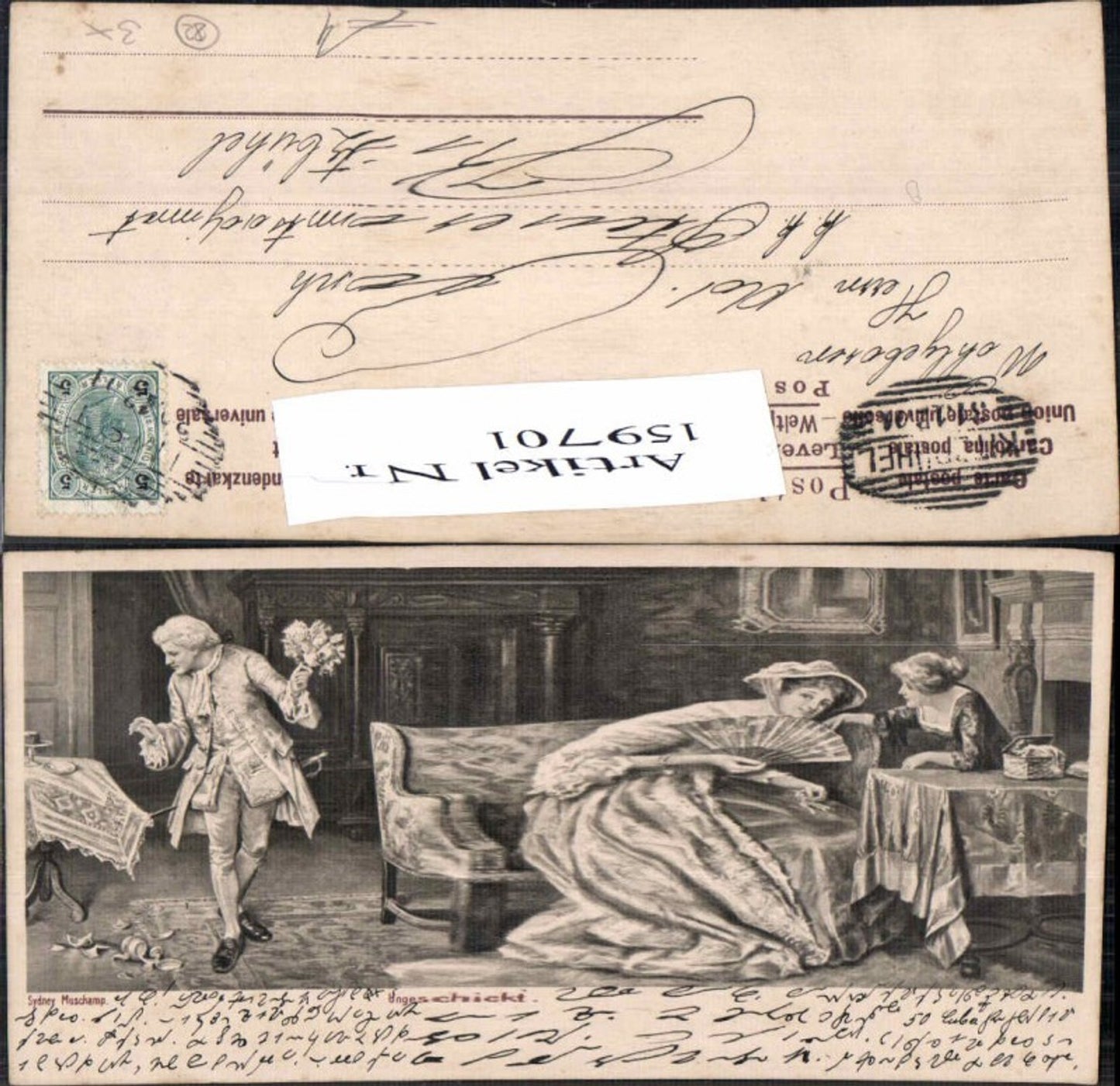 159701,Sydney Muschamp Man zerbricht Geschirr Frau Fächer 1899