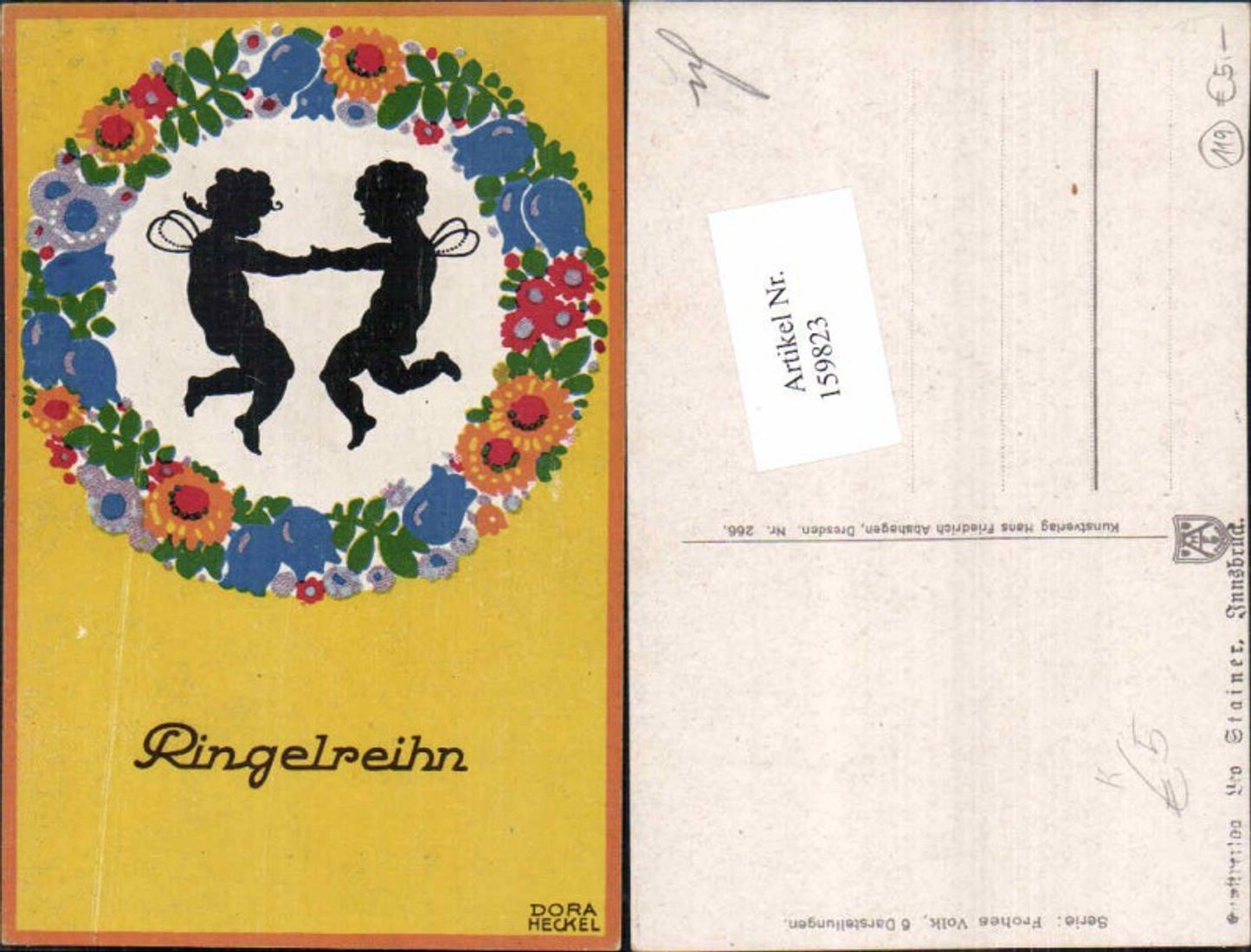 159823,Scherenschnitt Silhouette Dora Heckel Ringerlein Frohes Volk