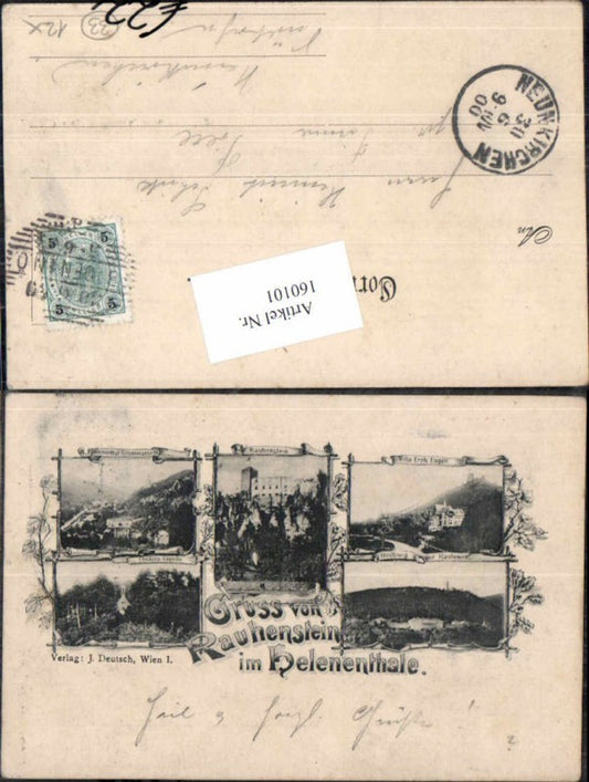 160101,Gruss aus Rauhenstein im Helenenthale Baden Wien 1897 Villa Eugen Mehrbild AK