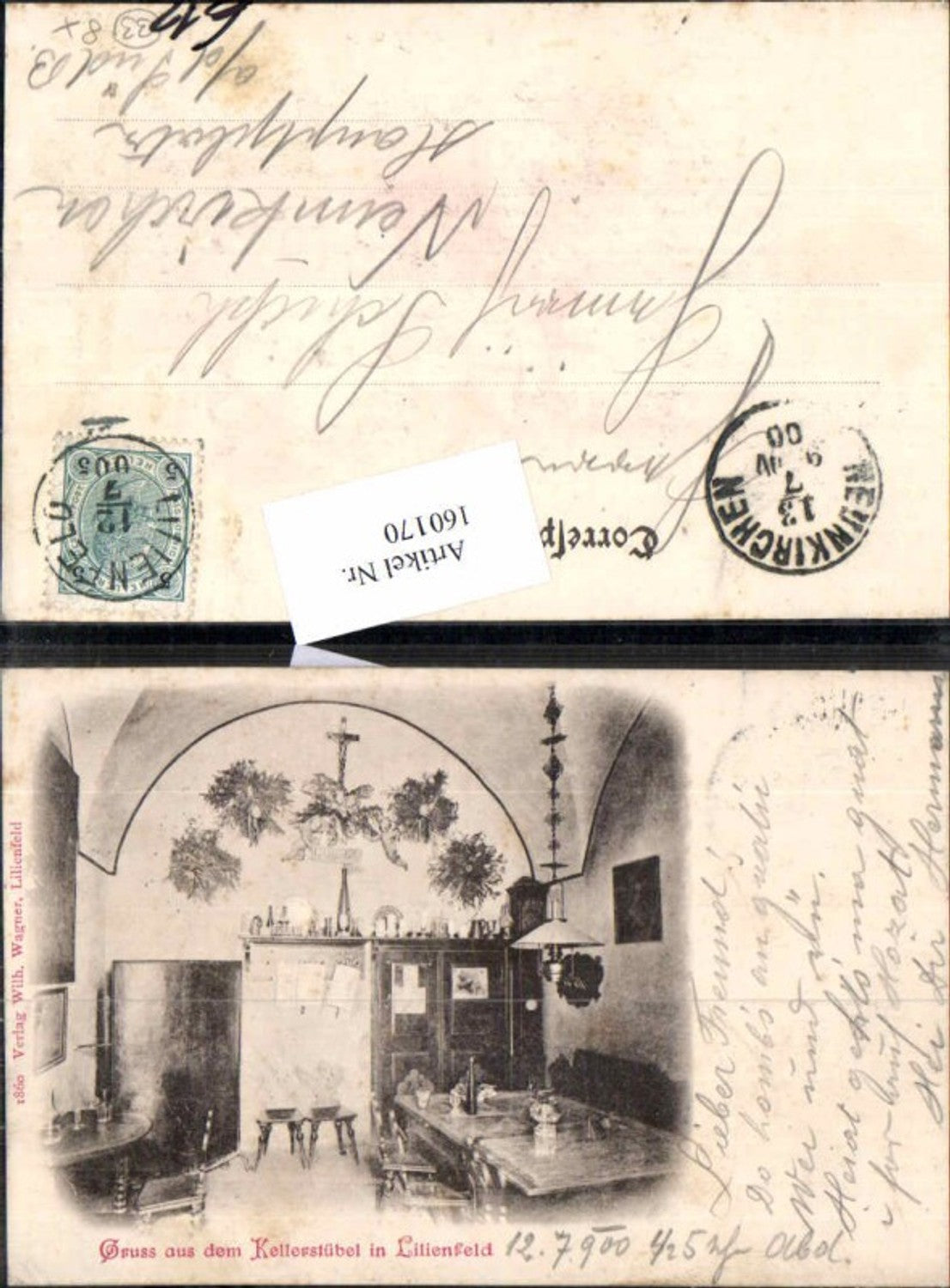 160170,Seltene AK Lilienfeld Kellerstüberl 1898