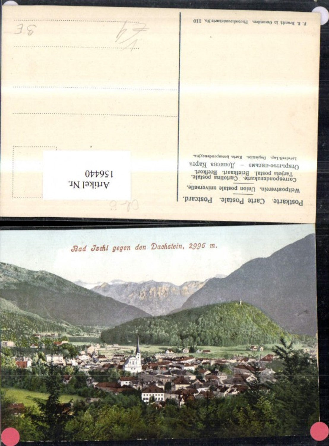 156440,Bad Ischl geg. d. Dachstein pub F E Brandt 110