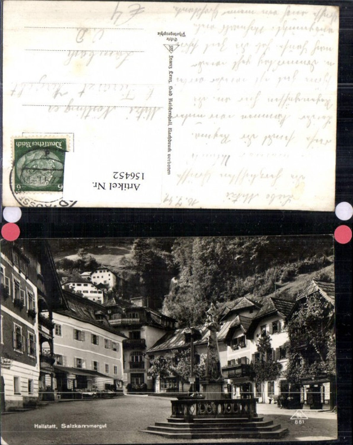 156452,Hallstatt Salzkammergut Brunnen Denkmal 1941