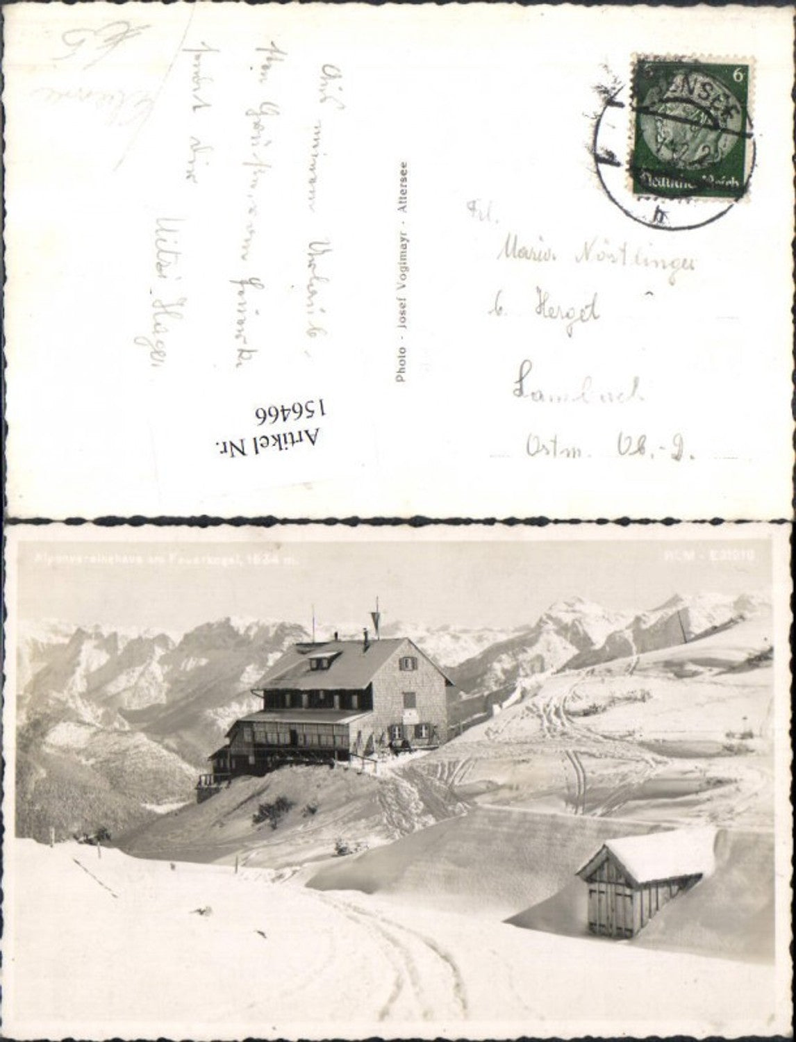 156466,Ebensee Alpenvereinshaus Feuerkogel Winteransicht 1942