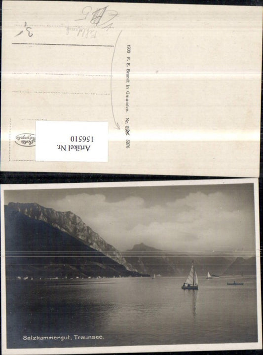 156510,Traunsee Ansicht m. Segelbooten pub F E Brandt 5276 Fehldruck d. Nummer 5267 falsch