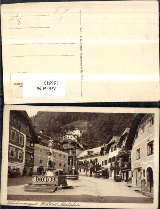 156513,Hallstatt Marktplatz Brunnen Denkmal Säule Salzkammergut pub F E Brandt 0225