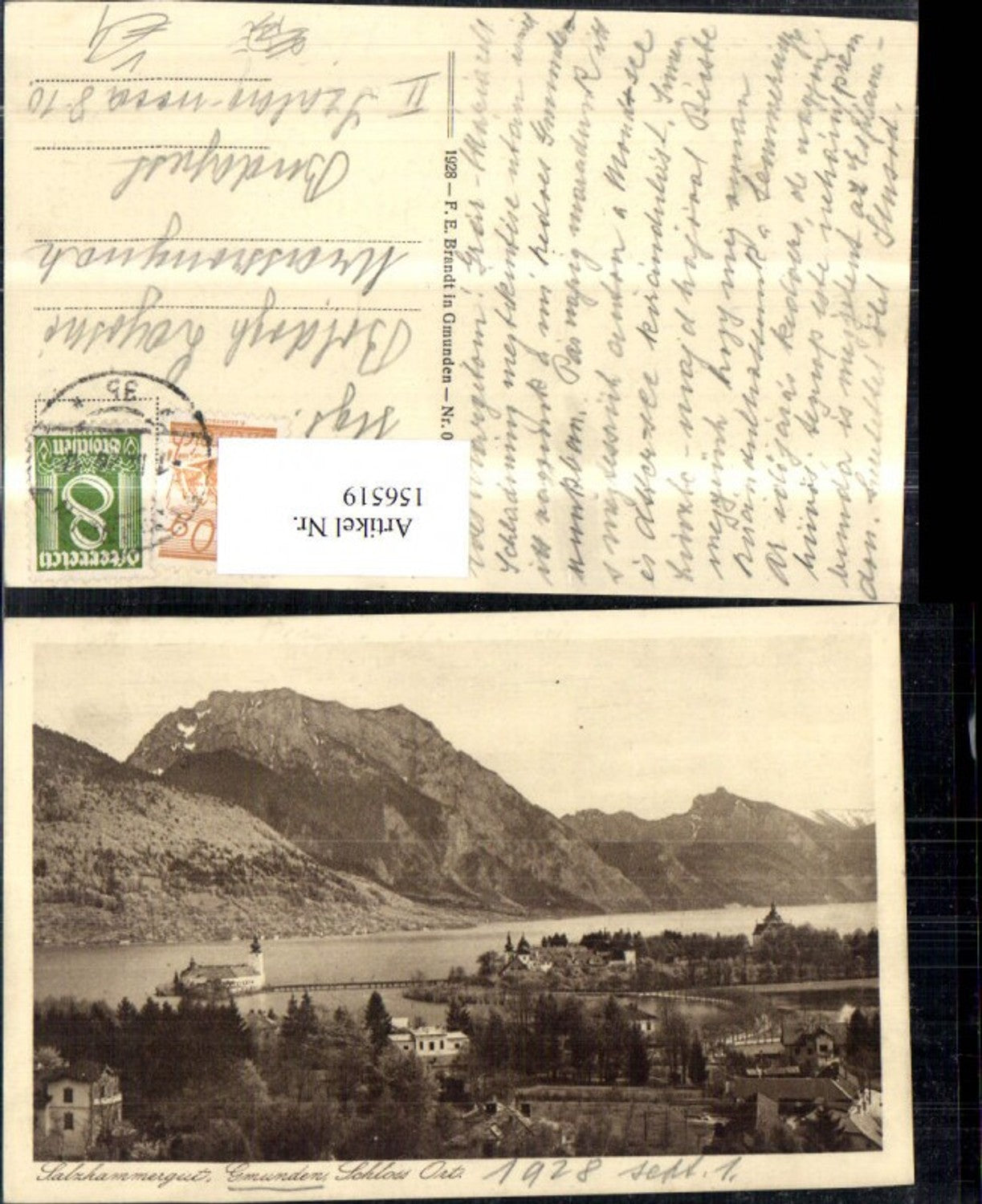 156519,Gmunden Schloss Ort Orth Traunsee Salzkammergut 1928 pub F E Brandt 04