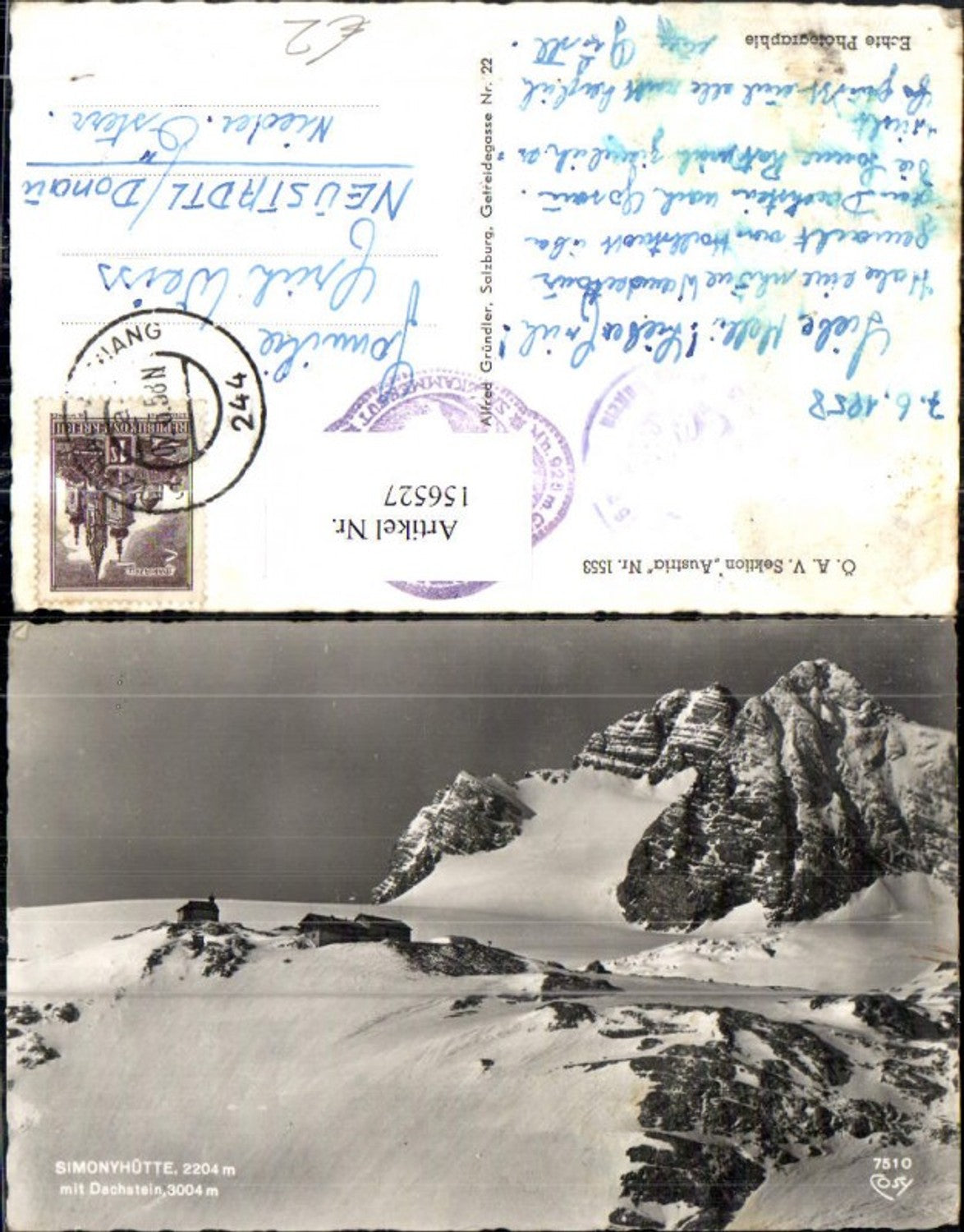 156527,Simonyhütte m. Dachstein Hallstatt Ramsau 1958