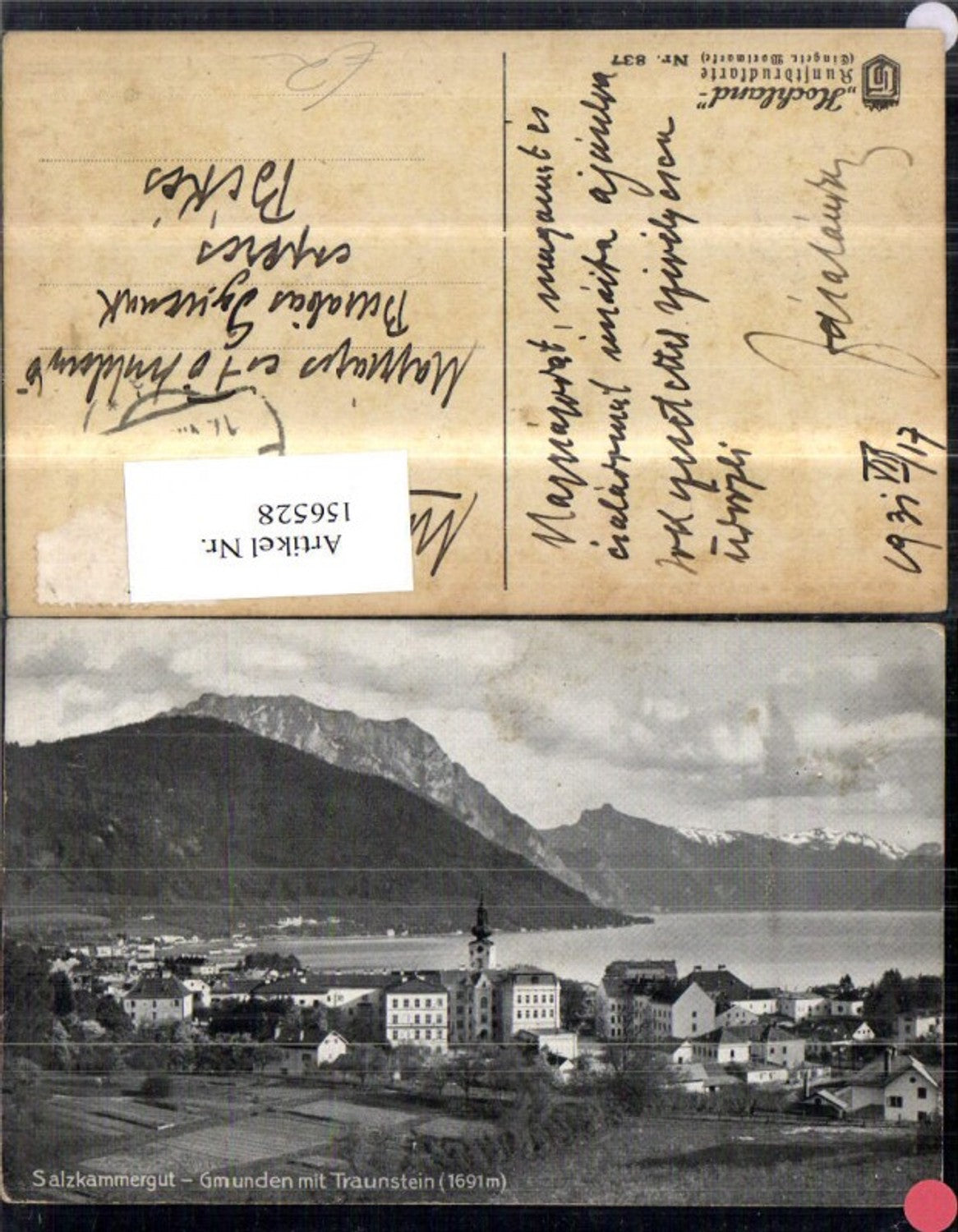 156528,Gmunden m. Traunstein Traunsee Salzkammergut 1917