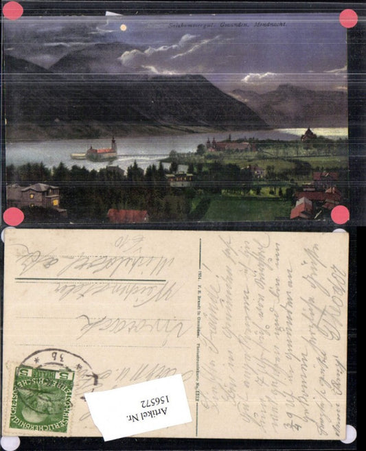 156572,Gmunden b. Mondnacht Salzkammergut pub F E Brandt 1312