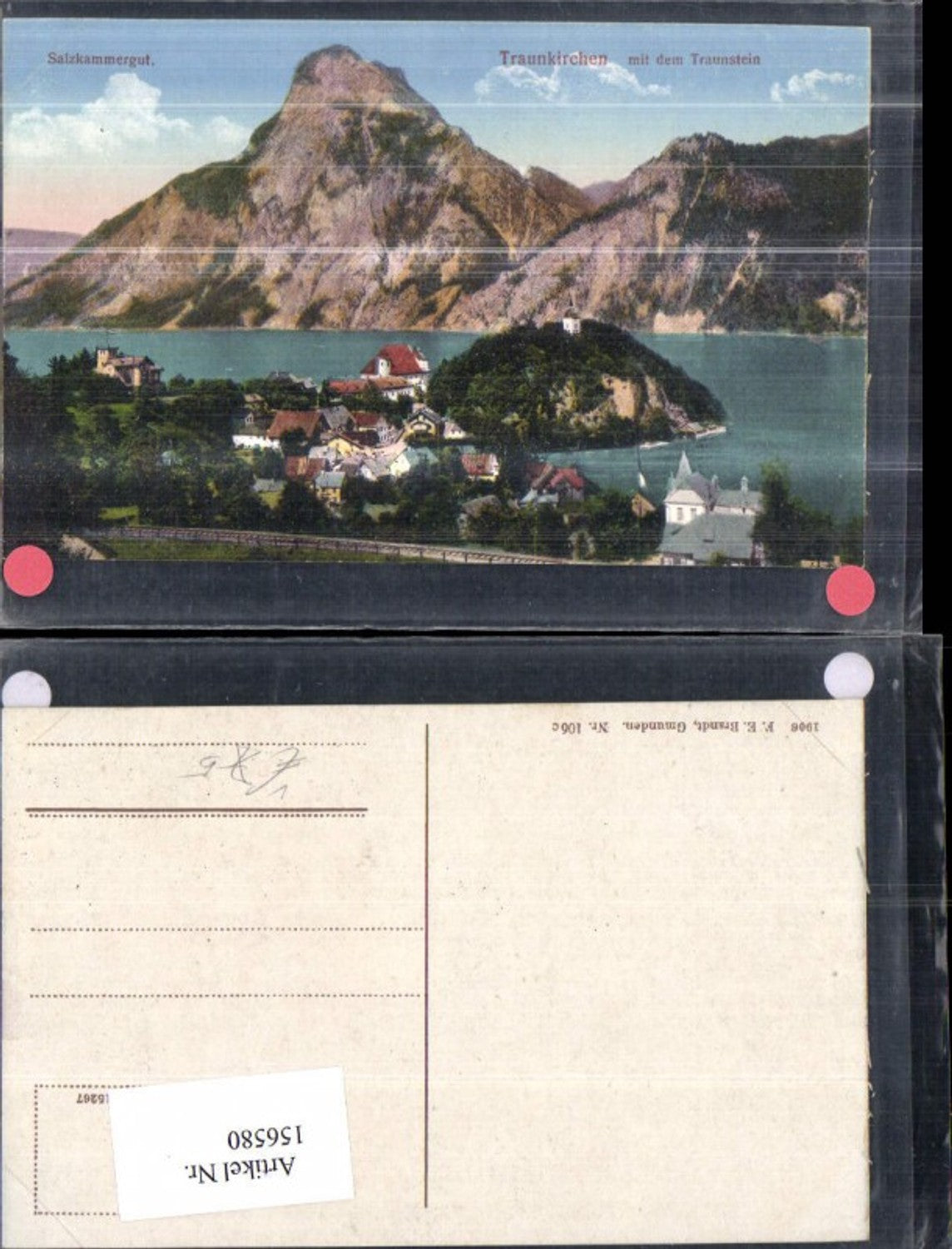 156580,Traunkirchen m. d. Traunstein Traunsee Salzkammergut pub F E Brandt 106 c