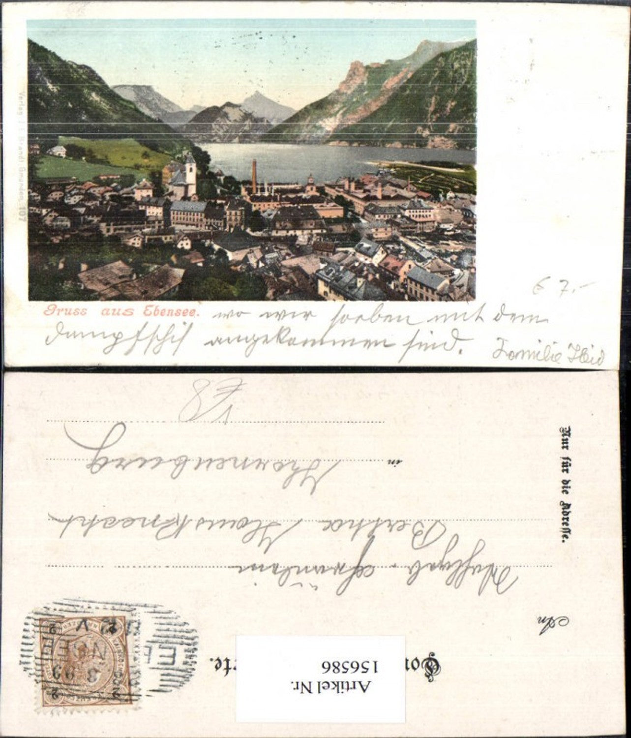 156586,Ebensee Traunsee 1899 pub F E Brandt 107
