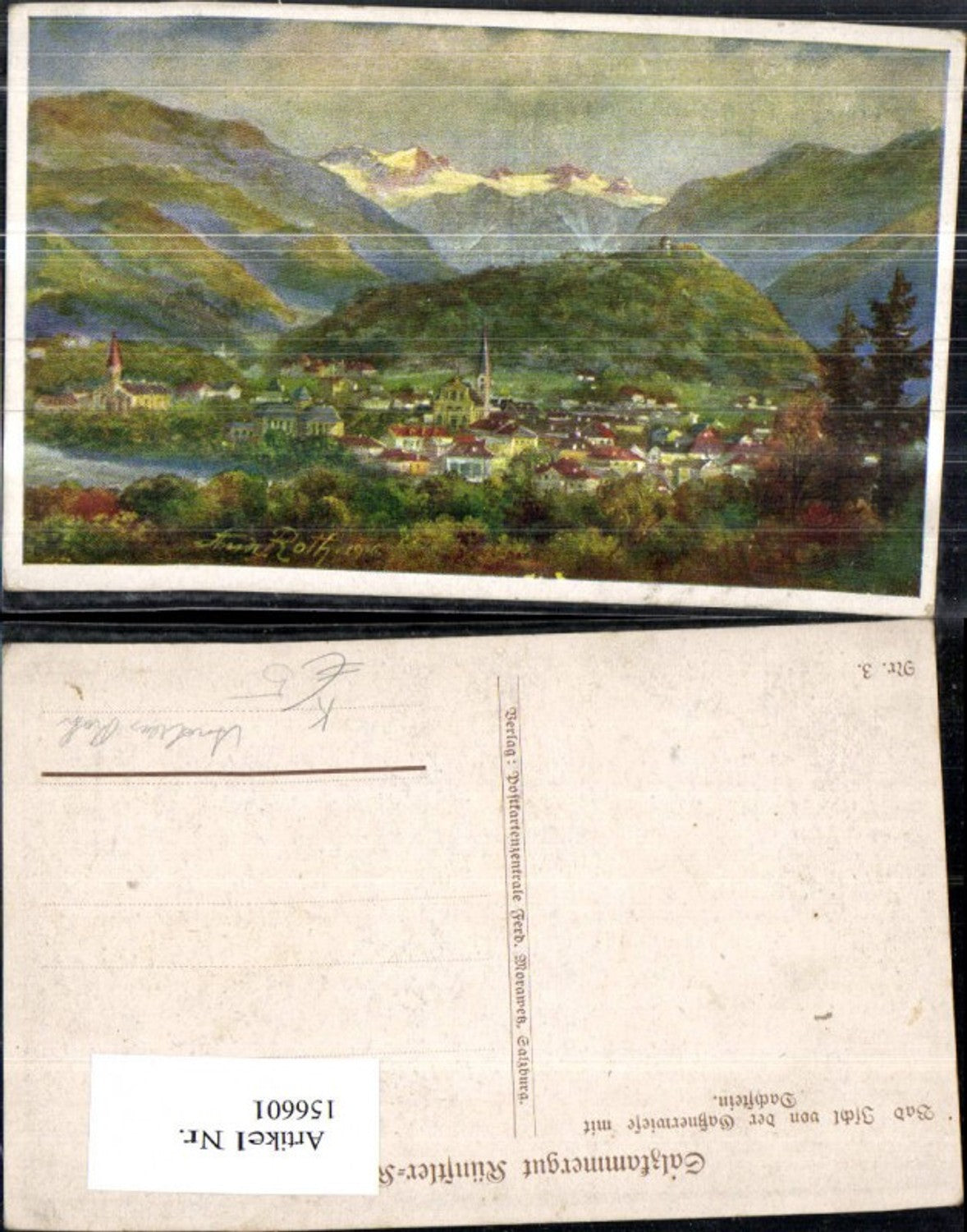 156601,Bad Ischl m. Dachstein Künstler Ak sign Andreas Roth