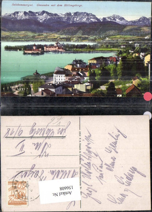 156608,Gmunden m. d. Höllengebirge Salzkammergut Traunsee 1928 pub F E Brandt 930