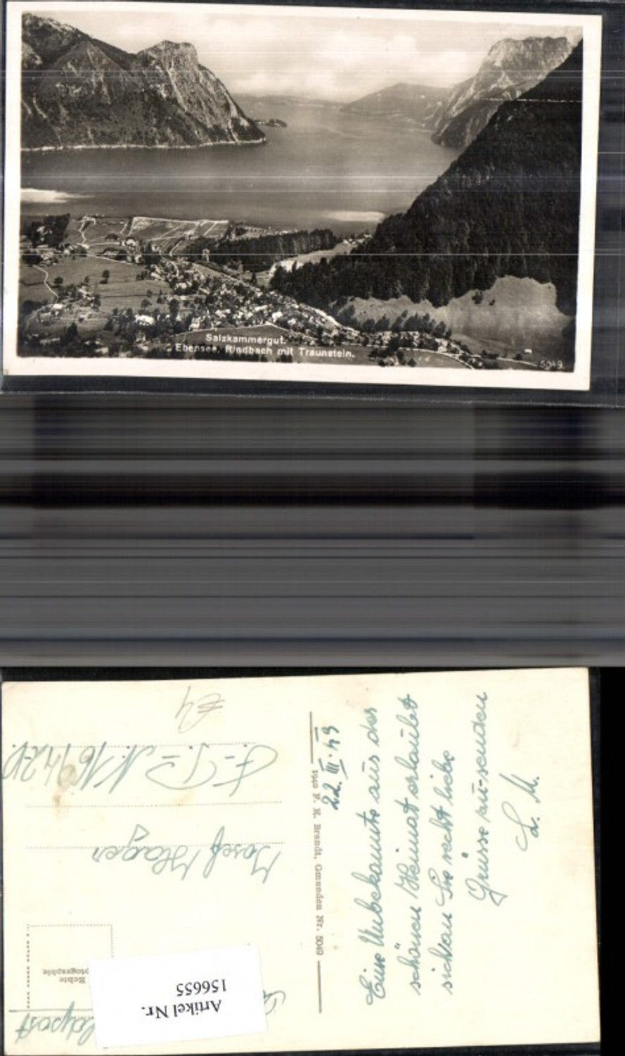 156655,Ebensee Rindbach m. Traunstein Traunsee Salzkammergut 1949