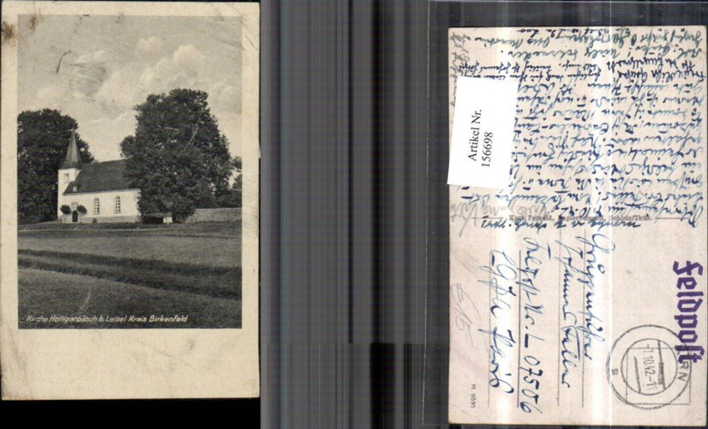 156698,Kirche Heiligenbösch b. Leisel 1942 Feldpost