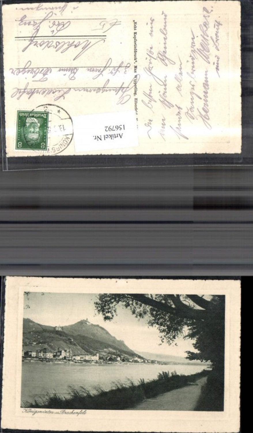 156792,Königswinter u. Drachenfels 1928 Passepartoutkarte