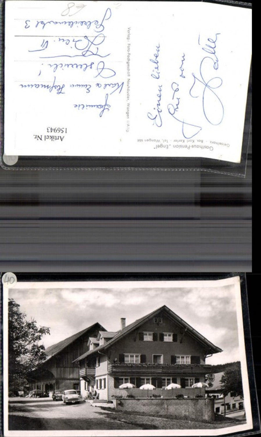 156943,Foto AK Geiselharz Gasthaus Engel Detailansicht Oldtimer Auto