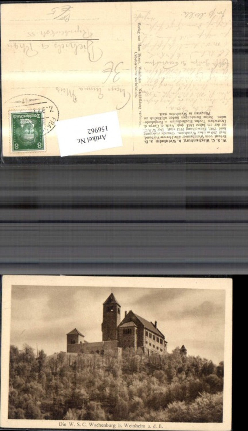 156962,Die WSC Wachenburg b. Weinheim Weinheimer Senioren Convent Bahnpost
