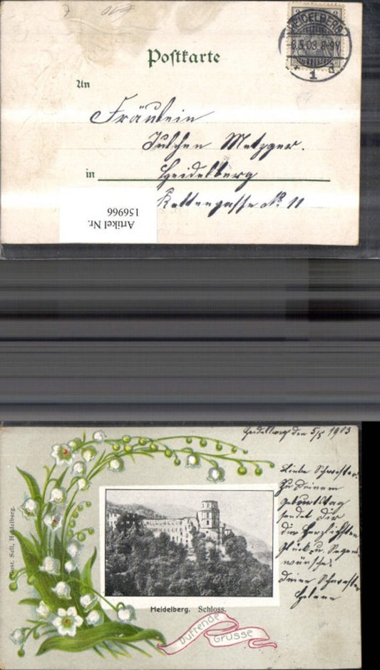 156966, Heidelberg Castle embossing postcard 1903 floral tendril