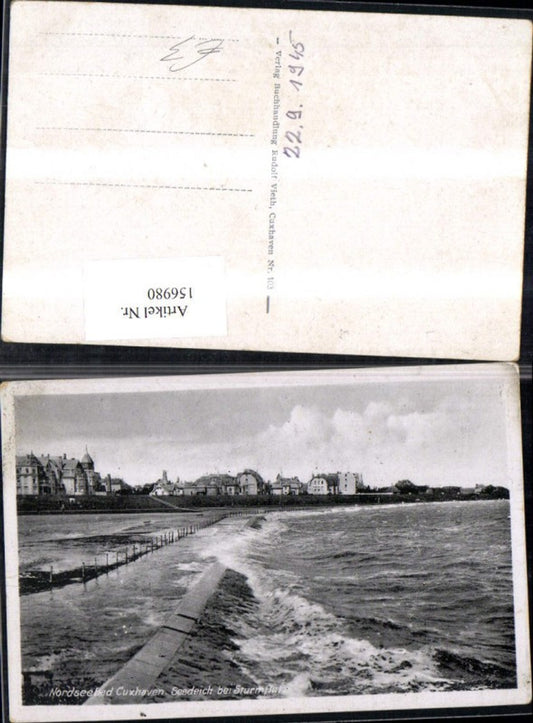 156980,Nordseebad Cuxhaven Seedeich b. Sturmflut 1945