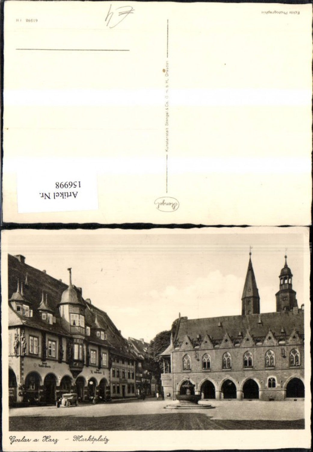 156998,Goslar a. Harz Kaiserpfalz Marktplatz Brunnen Automobil