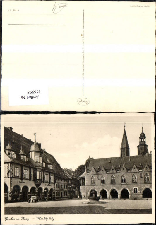 156998,Goslar a. Harz Kaiserpfalz Marktplatz Brunnen Automobil