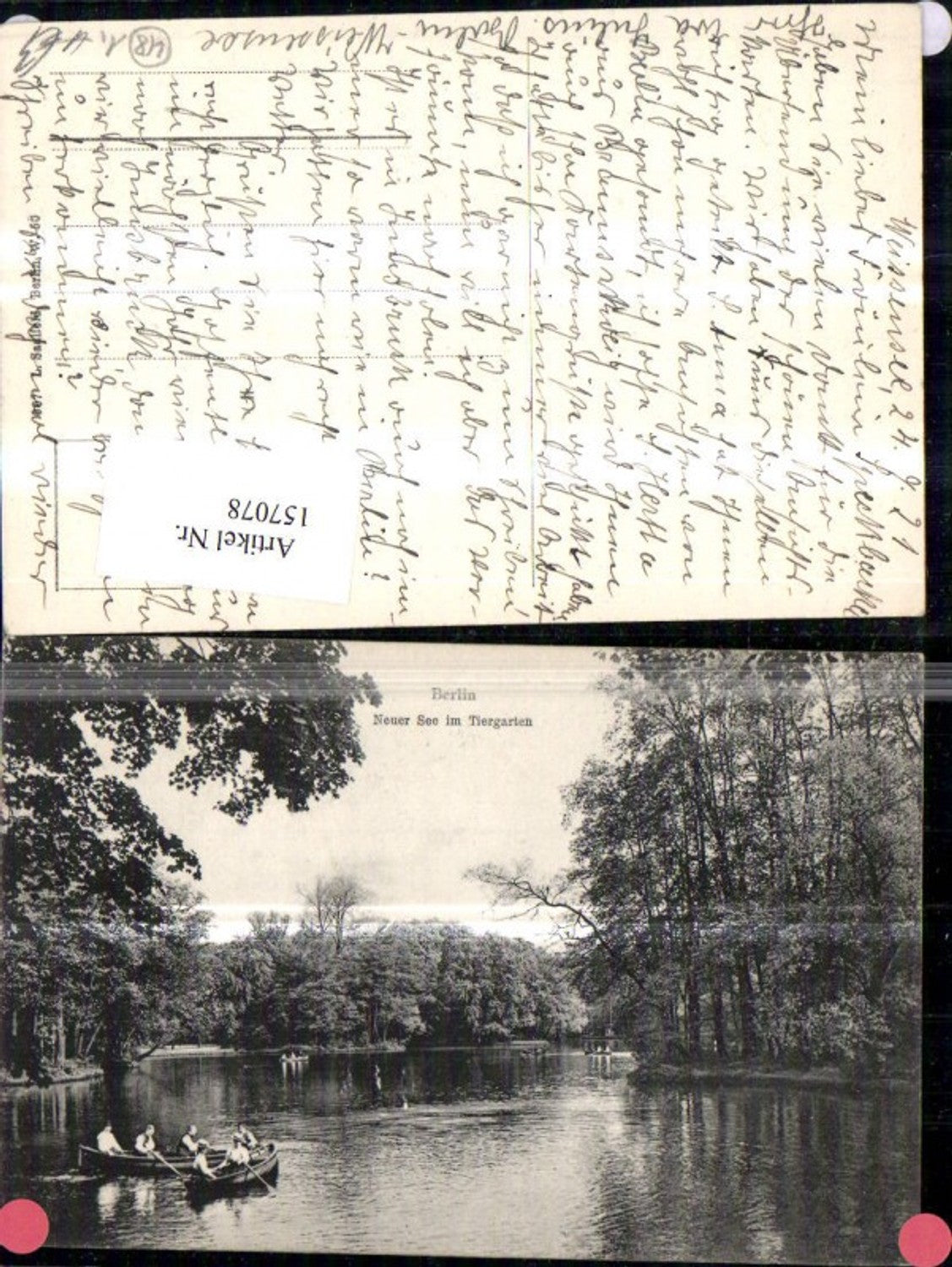 157078,Berlin Neuer See i. Tiergarten Ansicht m. Ruderboot