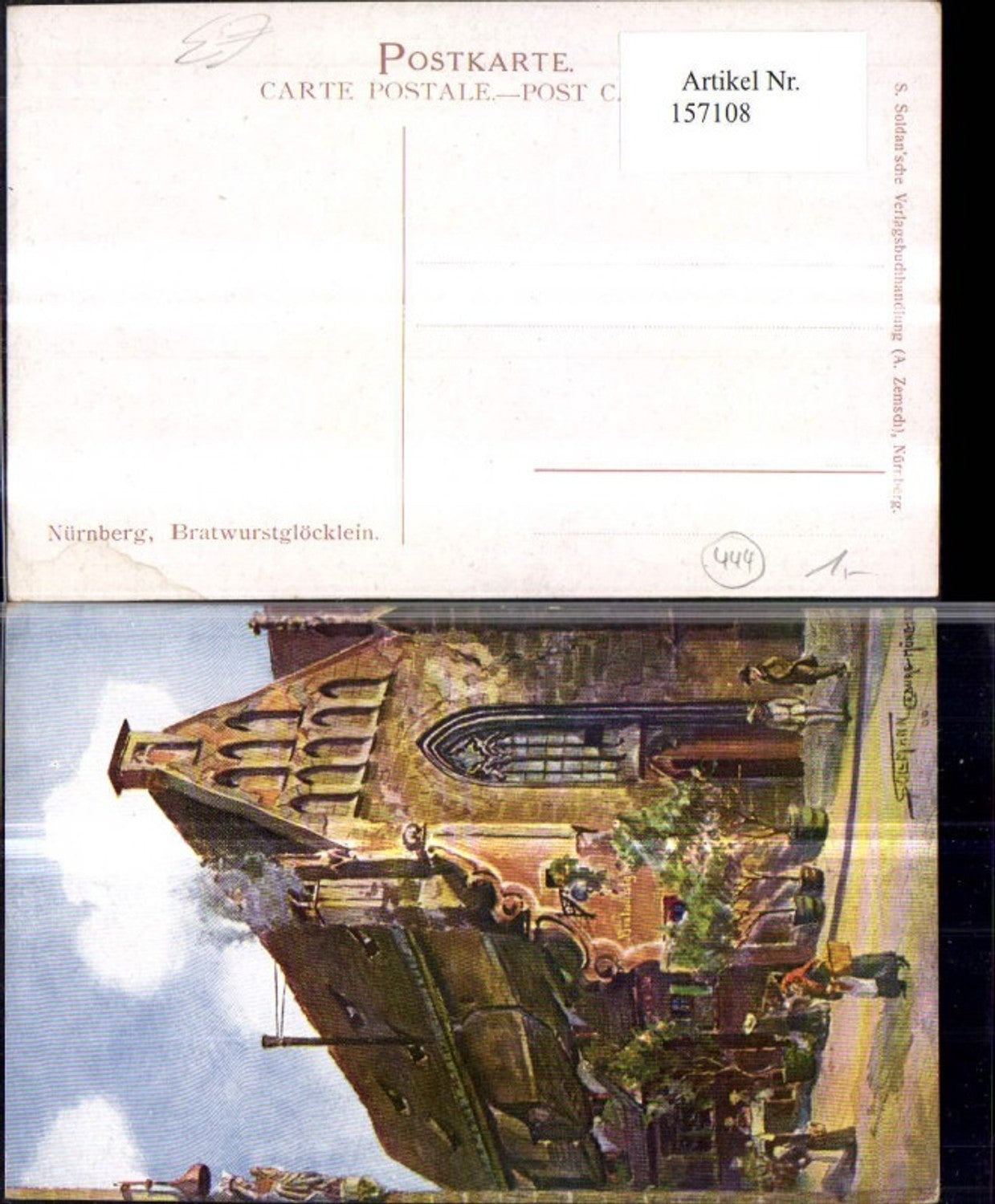 157108, Nuremberg Bratwurst Bell Artist Ak