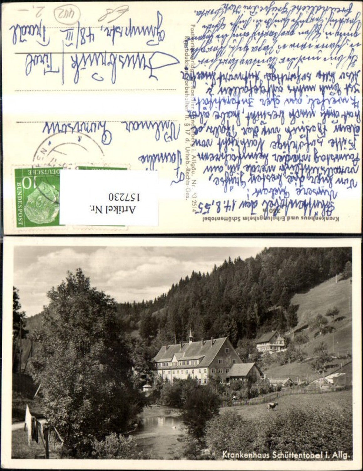 157230,Schüttentobel i. Allgäu Krankenhaus u. Erholungsheim 1955