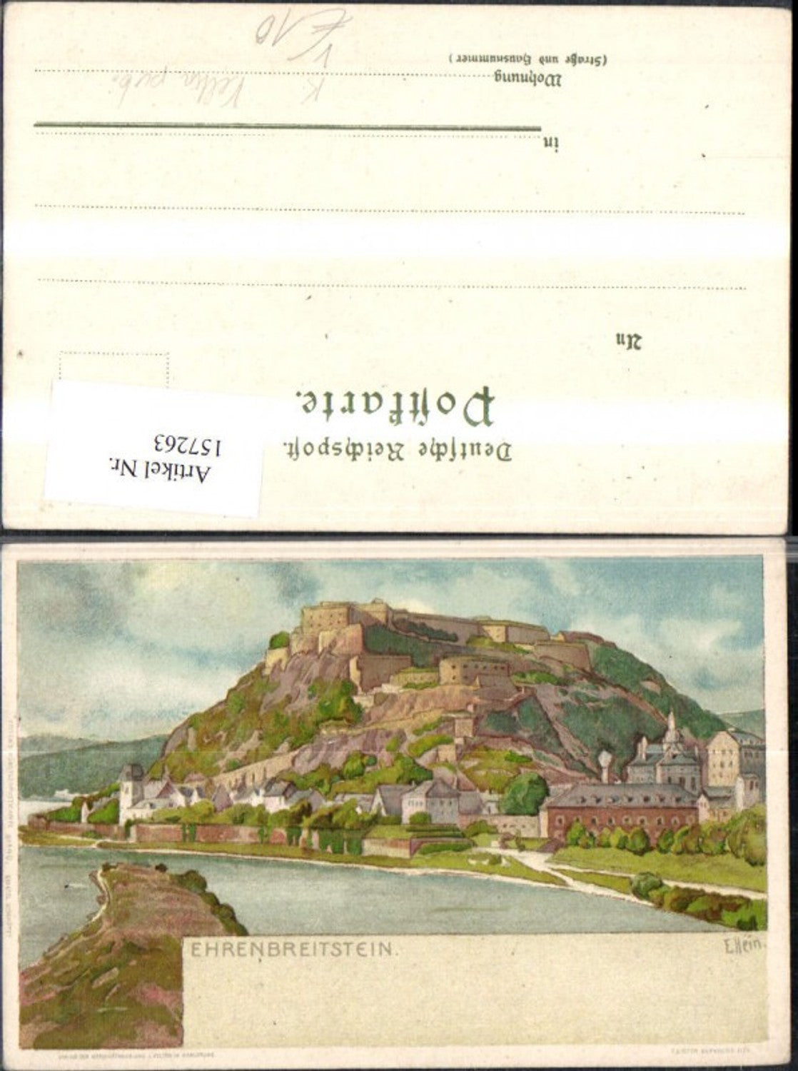 157263,Ehrenbreitstein b. Koblenz pub Veltin sign E Hein
