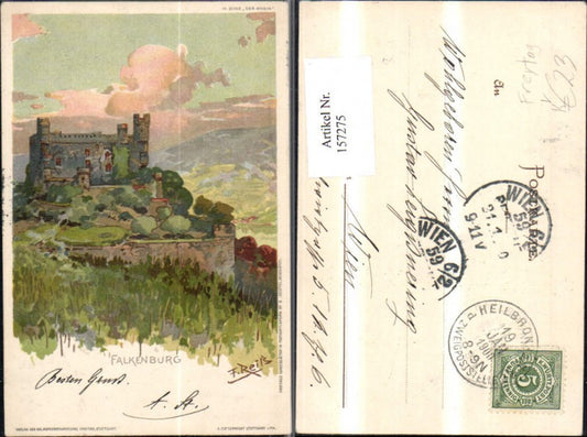 157275,Falkenburg b. Bingerbrück a. Rhein St Goar Bingen a. Rhein sign F Reils pub Freytag