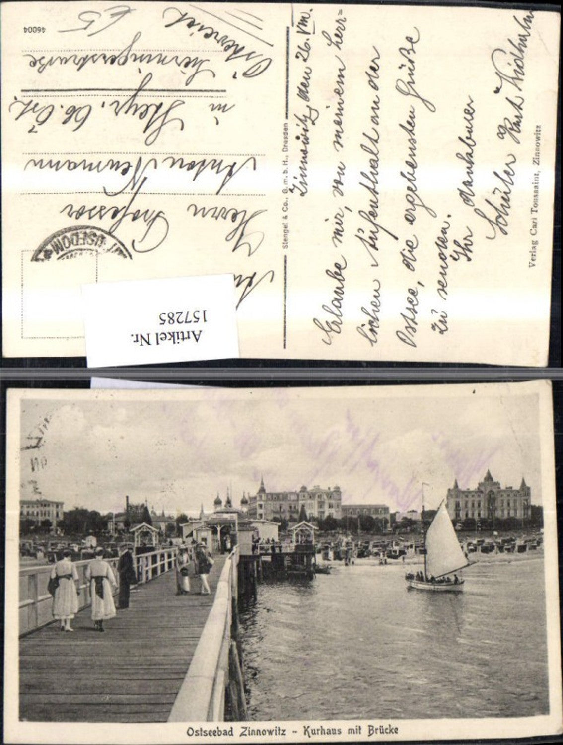 157285,Ostseebad Zinnowitz Kurhaus m. Brücke Boote u. Personen