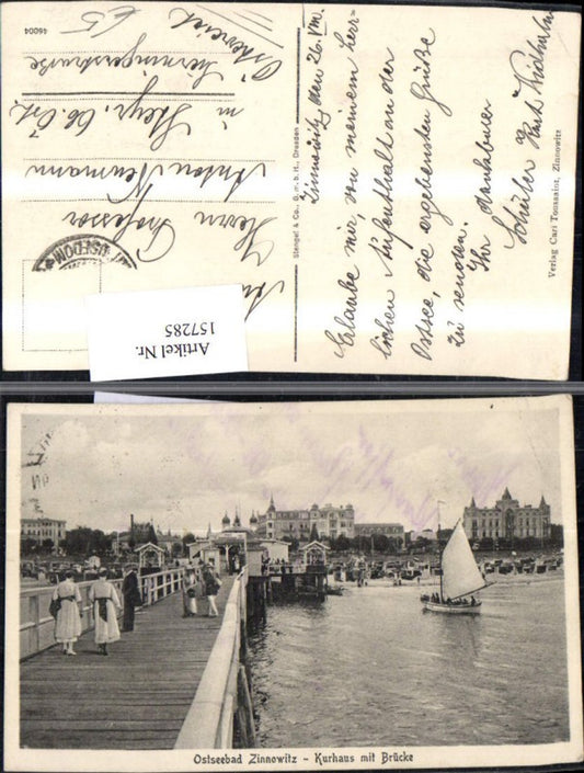 157285,Ostseebad Zinnowitz Kurhaus m. Brücke Boote u. Personen