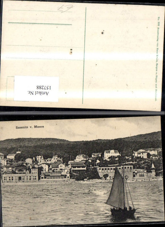 157288,Sassnitz v. Meere m. Segelboot Rügen