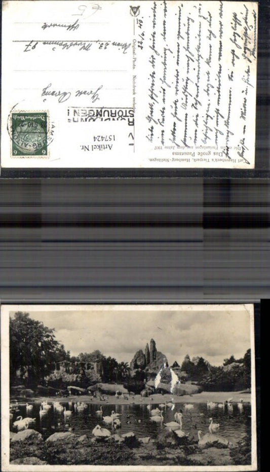 157424,Hamburg Stellingen Carl Hagenbecks Tiergarten Panorama Freianlagen 1940 Pelikane