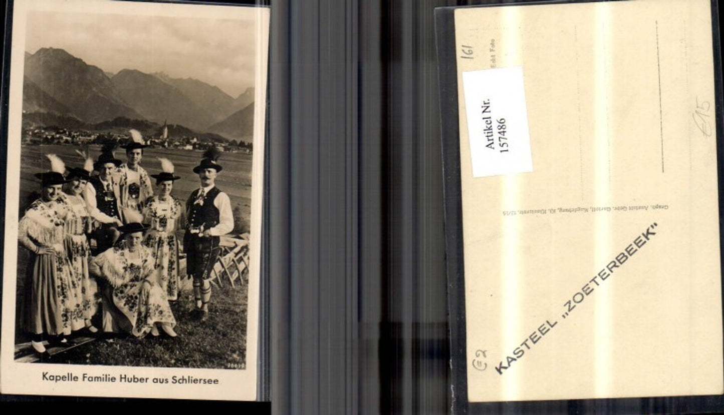 157486,Schliersee Foto Ak Kapelle Familie Huber Tracht Hut m. Feder