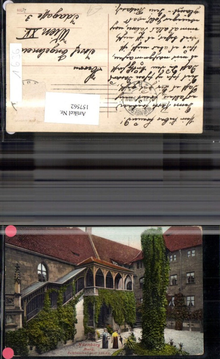 157562,Nürnberg Burg Schlosshof m. Linde u. Personen