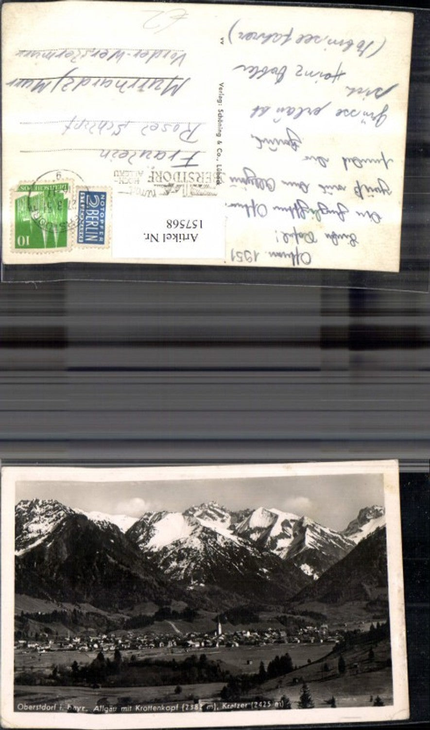 157568,Oberstdorf i. Allgäu m. Krottenkopf Kratzer 1951