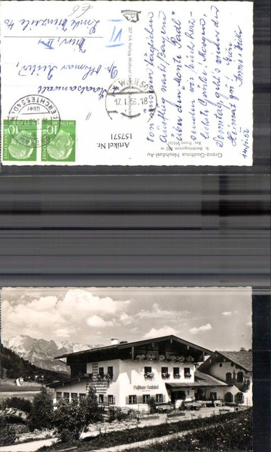 157571,Grenz Gasthaus Neuhäusl-Au b. Berchtesgaden Bes. Franz Hölzl 1956