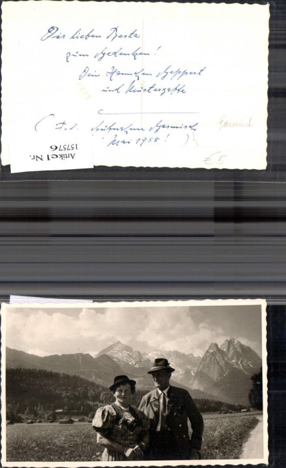 157576,Garmisch Partenkirchen Foto Ak Frau u. Mann i. Tracht 1958