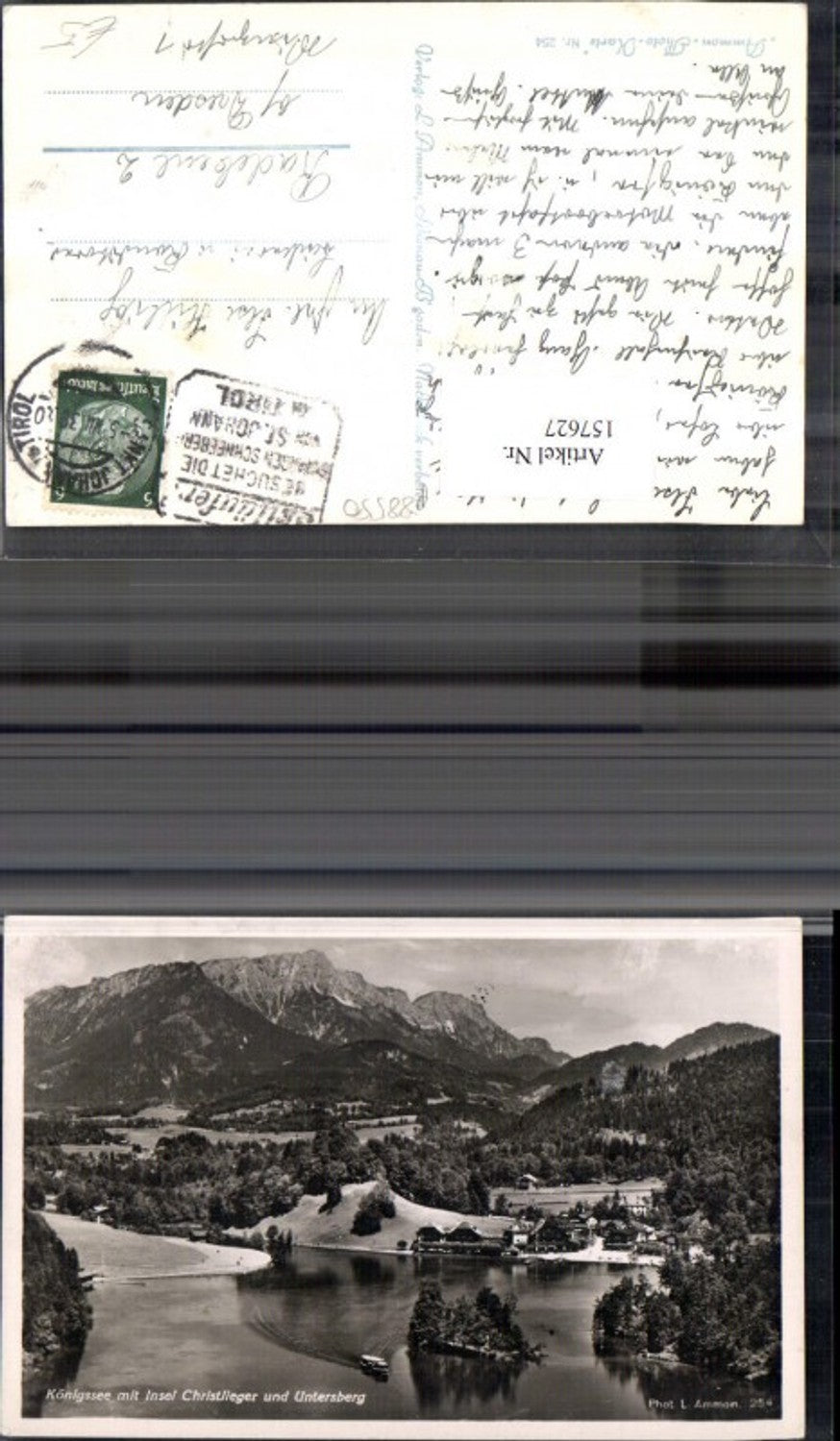 157627,Königssee m. Insel Christlieger u. Untersberg Berchtesgaden 1938