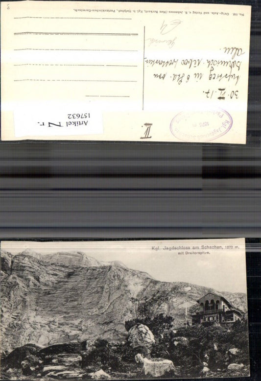 157632,Kgl. Jagdschloss a. Schachen m. Dreitorspitze Garmisch-Partenkirchen