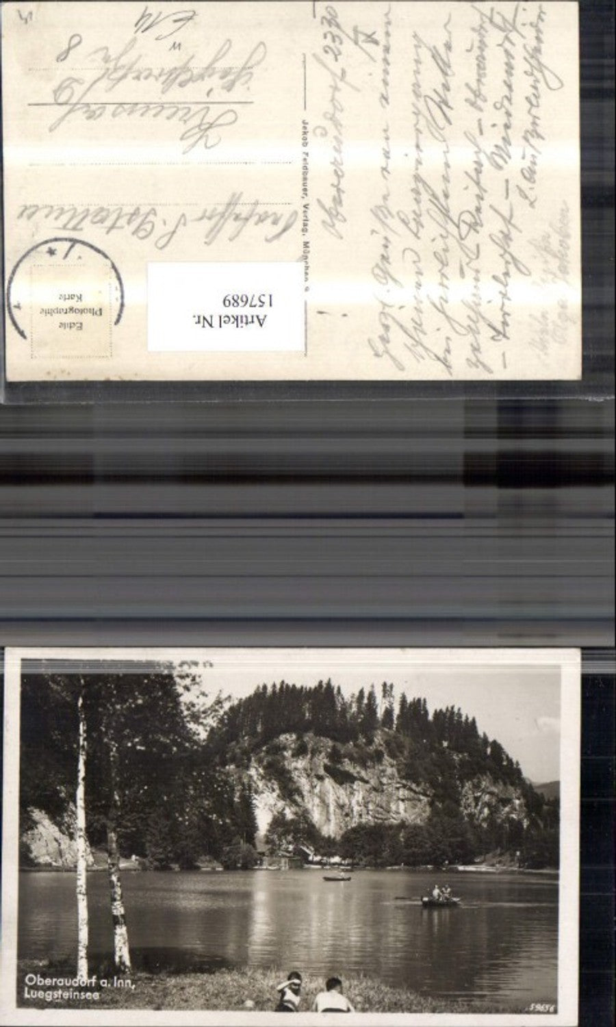 157689,Oberaudorf a. Inn Luegsteinsee Ansicht Ruderboot Badegäste 1930